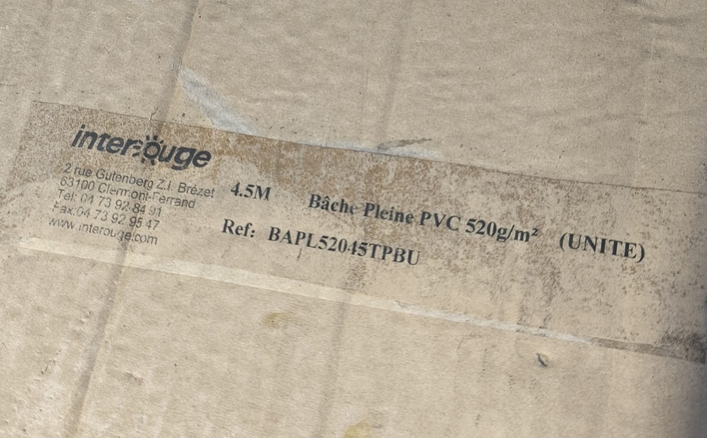 Côté tonnelle 4,5m PVC 580g/m²