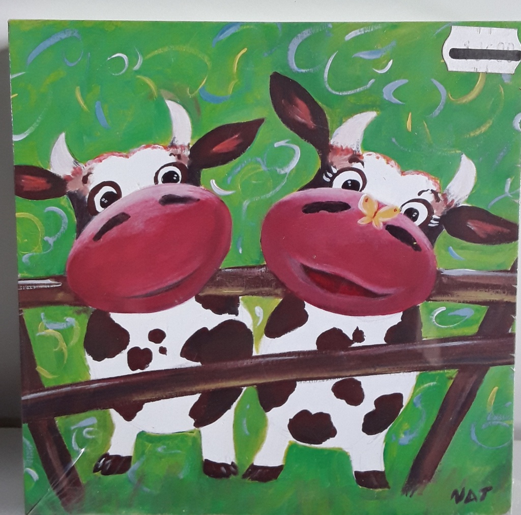 Cadre vache verte 14 x 14