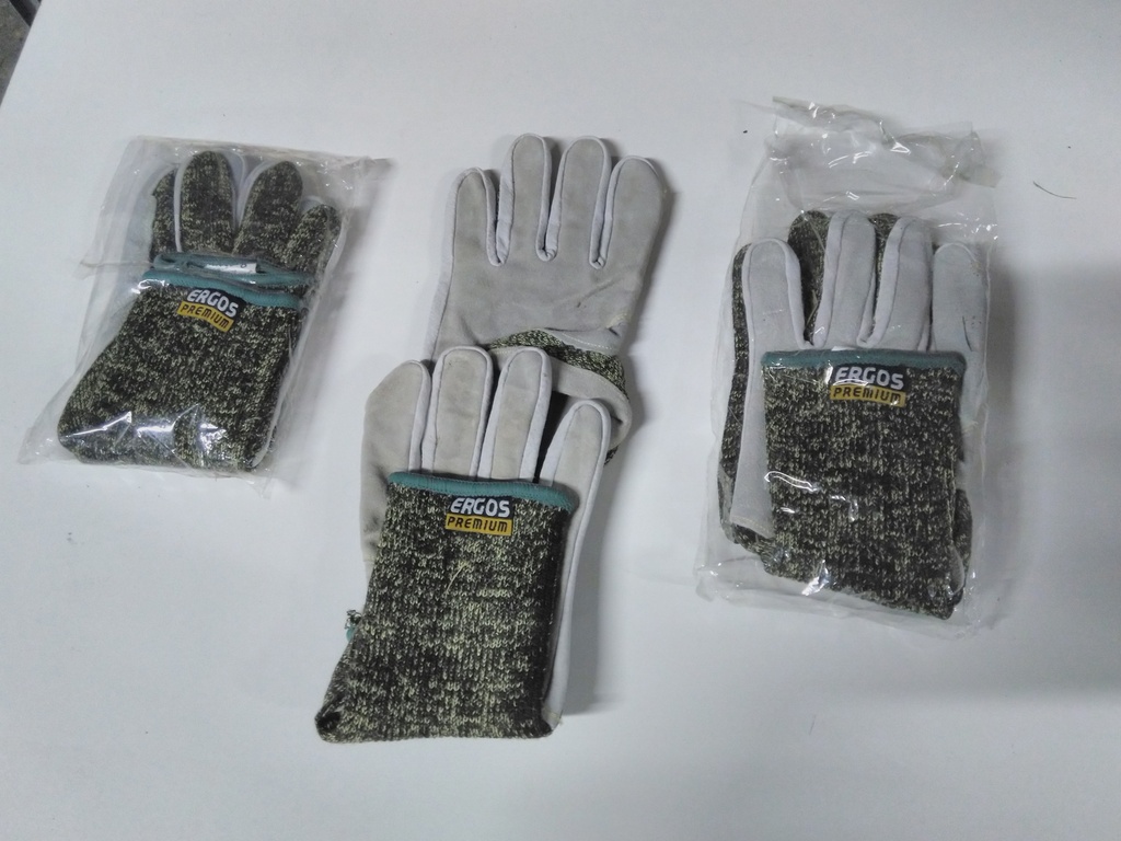 Gants cuir/tissu gris Ergos T8