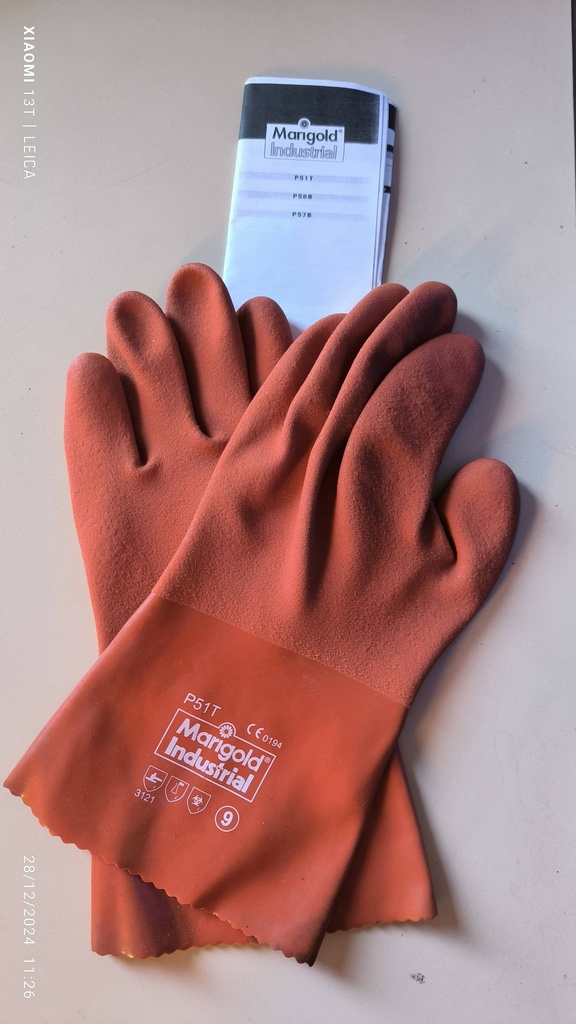 Gants hydrocarbures orange courts T10