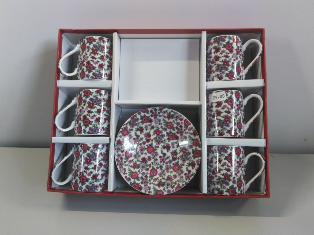 Set 6 tasses et soucoupes déco